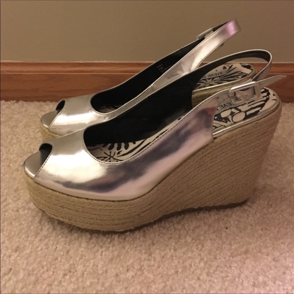 Steve Madden Wedges Silver 8.5 size.